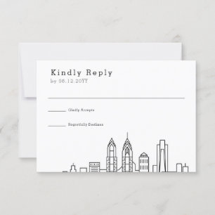 Philadelphia Wedding Stijlvolle Skyline RSVP Kaartje