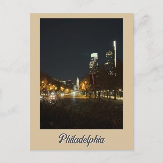 Philadelphie à la carte postale de nuit (Devant)