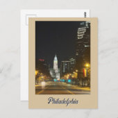 Philadelphie à la carte postale de nuit (Devant / Derrière)
