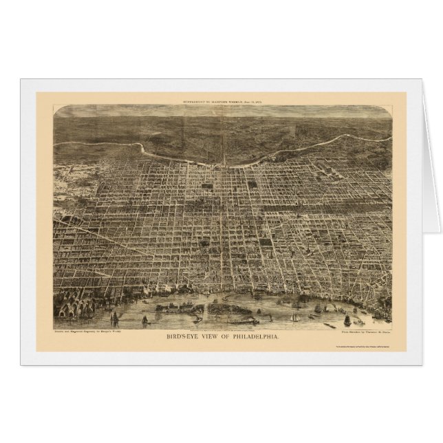 Philadelphie, carte panoramique de PA - 1872 (Devant horizontal)