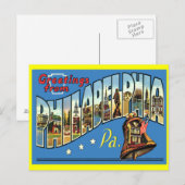 Philadelphie Carte postale de voeux Vintage (Devant / Derrière)