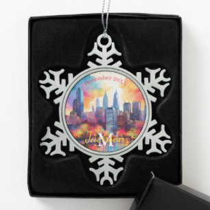 Philadelphie Flocon de neige Pewter Noël ornement