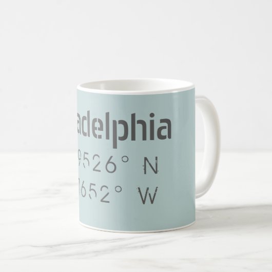 Philadelphie Longitude Latitude Mug (Devant droit)