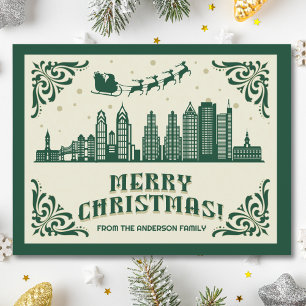 Philadelphie PA Skyline Christmas Holiday Carte po