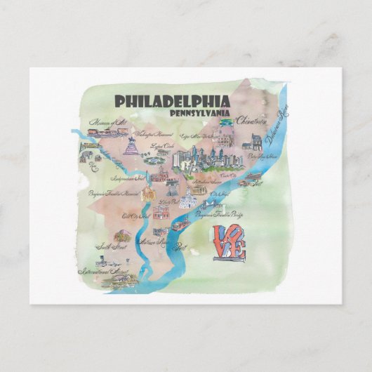 Philadelphie Pennsylvanie Retro Art Vintage Carte (Devant)