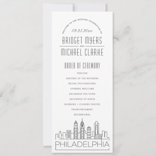 Philadelphie | Programme Moderne de Mariage Déco (Devant)