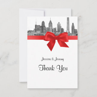 Philadelphie Skyline Etch BW Merci rouge