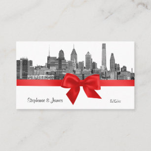 Philadelphie Skyline Etch BW Red Escort Cartes
