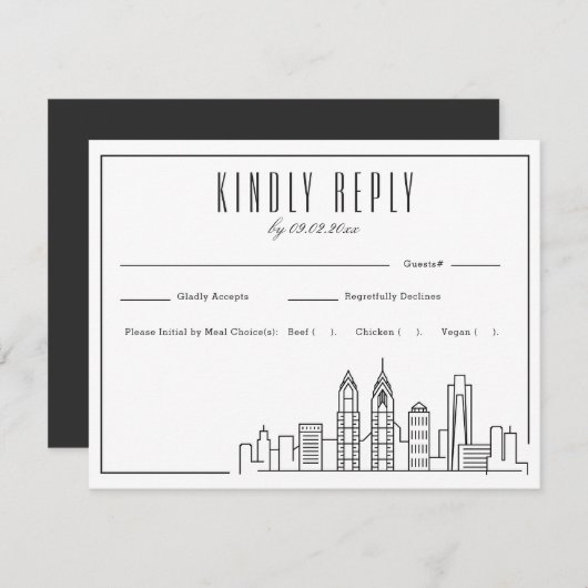 Philadelphie Skyline | Mariage RSVP + Choix de rep (Devant / Derrière)