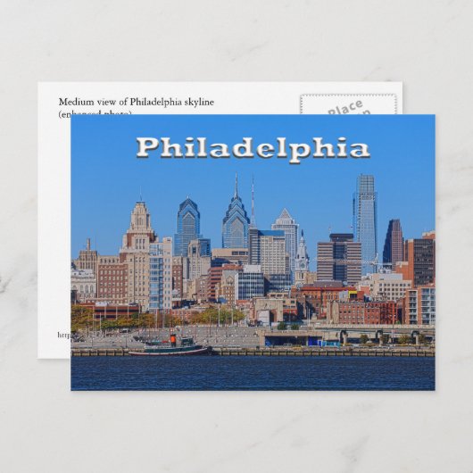 Philadelphie Skyline, Medium View II carte postale (Devant / Derrière)