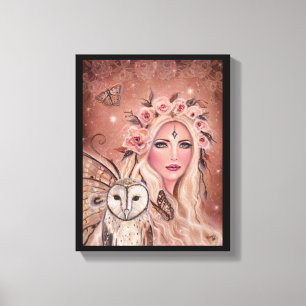 Philantha fee met uil van Renee Lavoie Canvas Afdruk