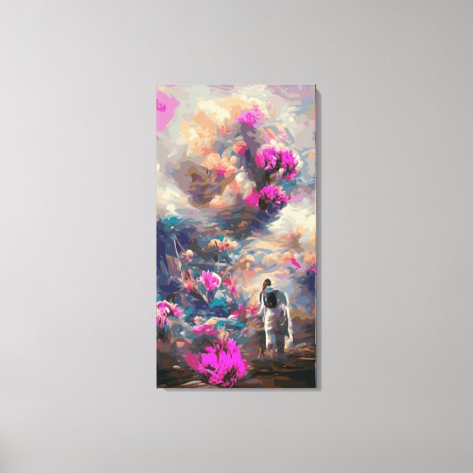 Philatelic surreal floral abstract landscape No. 1 Canvas Afdruk (Voorkant)