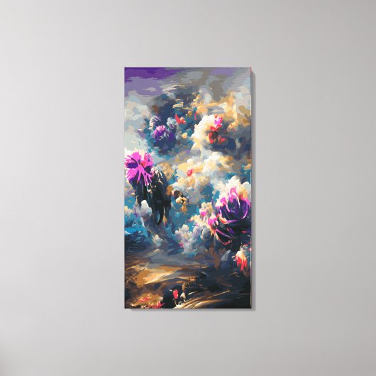 Philatelic surreal floral abstract landscape No. 2 Canvas Afdruk (Voorkant)