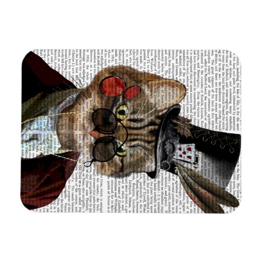 Phileas Feline Steampunk Cat & Top Hat 2 Magneet (Horizontaal)