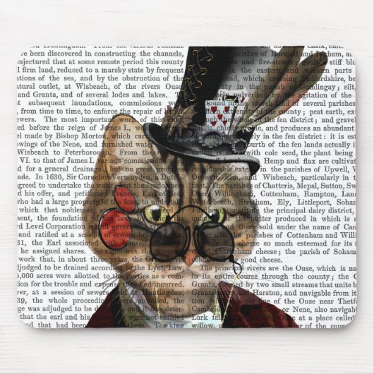 Phileas Feline Steampunk Cat & Top Hat 2 Muismat (Voorkant)