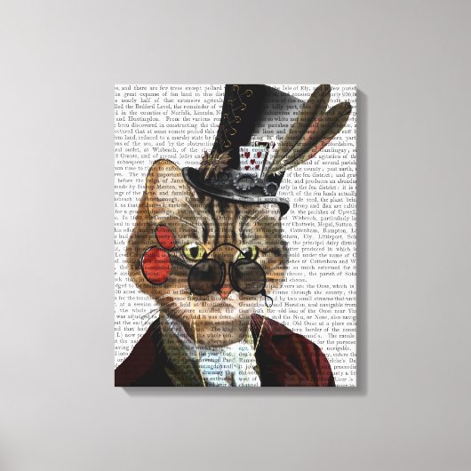 Phileas Feline Steampunk Cat & Top Hat Canvas Afdruk (Voorkant)