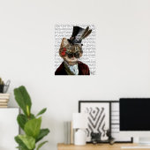 Phileas Feline Steampunk Cat & Top Hat Poster (Thuiskantoor)