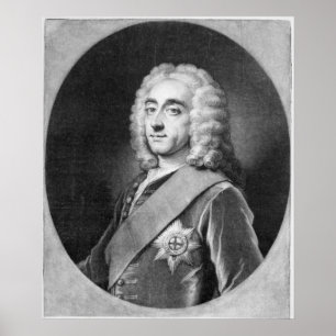 Philip Dormer Stanhope, gegraveerd door John Simon Poster