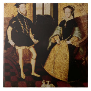 Philip II en Mary I, 1558 Tegeltje