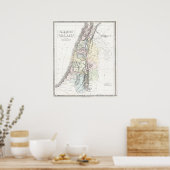 Philip Map van de 12 stammen - gedateerd 1852 Poster (Keuken)