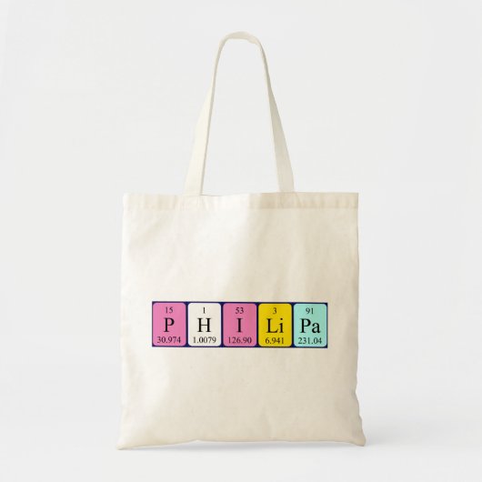 Philipa periodieke lijstnaam canvas tas (Voorkant)