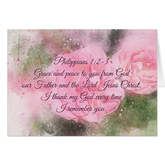 Philippians 1:2 Grace and Peace to you, Roses Card (Devant horizontal)