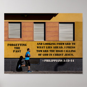 Philippians 3:13-14 Pers naar de hoge roeping Poster