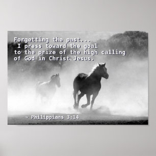 Philippians 3:14 Ik druk op het doel, Paarden Poster
