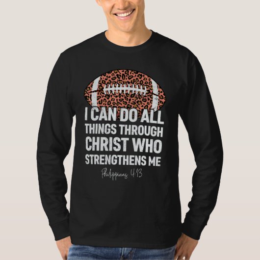 Philippians 413 I Can Do All Things Football Leopa T-shirt (Voorkant)