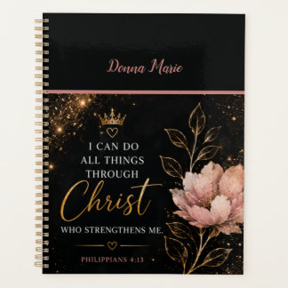 Philippians 4:13 Planner Floral Chrétien