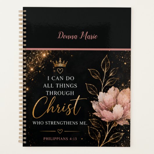 Philippians 4:13 Planner Floral Chrétien (Devant)