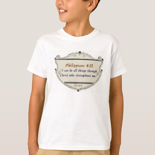 Philippians 4:13 Shield Kid's Tee Shirt (Voorkant)