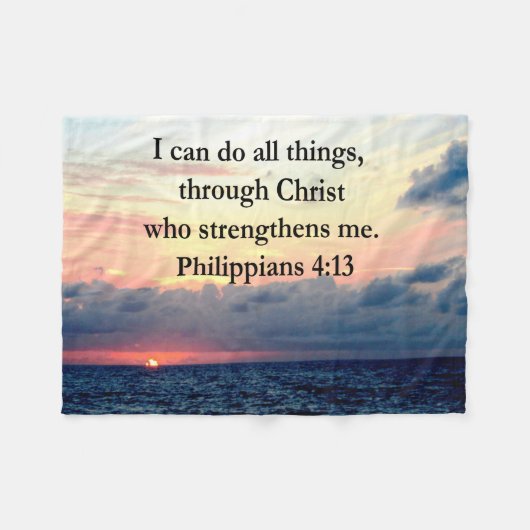 PHILIPPIANS 4:13 SUNRISE ONTWERP FLEECE DEKEN (Voorkant (Horizontaal))