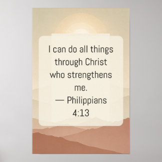 Philippians 4:13 Terracotta Berg Bijbeltekst Poste Poster