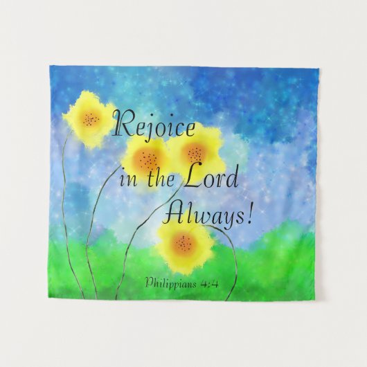 Philippians 4:4, Rejoice in the Lord Altijd Wandkleed (Voorkant (horizontaal))