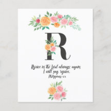 Philippians 4, letter R, waterverf scriptkarf