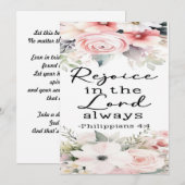 Philippiens 4:4 Carte d'encouragement (Devant / Derrière)