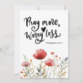 Philippiens 4:6-7 Priez Plus Inquiète Moins Carte (Devant)