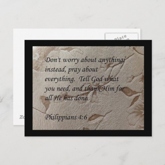Philippiens 4:6 scripture carte postale (Devant / Derrière)