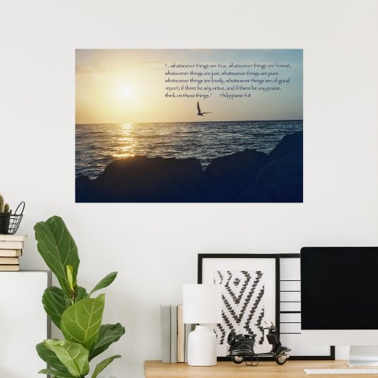 Philippiens 4:8 Poster des Écritures — Version D (Bureau à domicile)