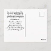 Philippiërs 4:6-7 bidden dat er nog meer ongerusth briefkaart (Achterkant)