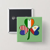 Philippine Flag Shamrock Vierkante Button 5,1 Cm (Voorkant /achterkant)