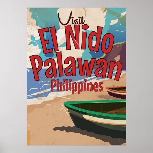 Philippines, El Nido, Palawan Affiche de voyage. (Devant)