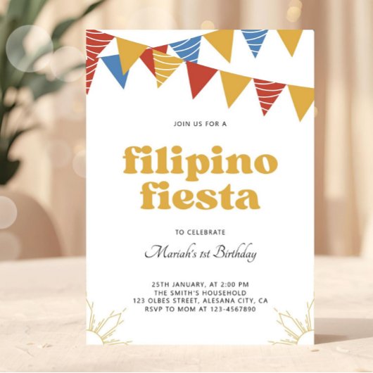 Philippines Sun Filipino Fiesta Invitation Boho