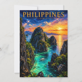 Philippines: Tropical Sunset Palawan Coast Art Sou Kaart