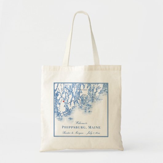 Philippsburg Maine Kaart Elegant Bruiloft Welkom Tote Bag (Voorkant)
