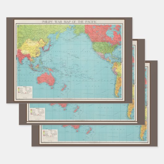 Philips' War Map of the Pacific, 1945 Inpakpapier Vel (Set)