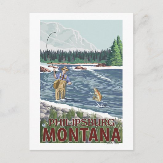 Philipsburg, MontanaFly Fisherman Briefkaart (Voorkant)