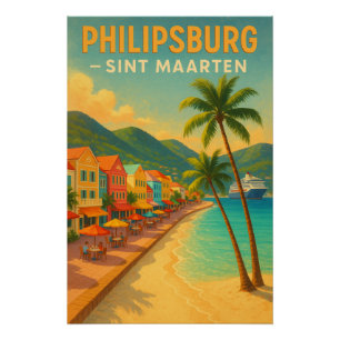 ‘PHILIPSBURG — SINT MAARTEN retro Reis 2026 Perfect Poster