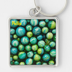 PHILLIP ~ AANTREKKELIJK ~ Groene knikkers ~ Sleute Sleutelhanger